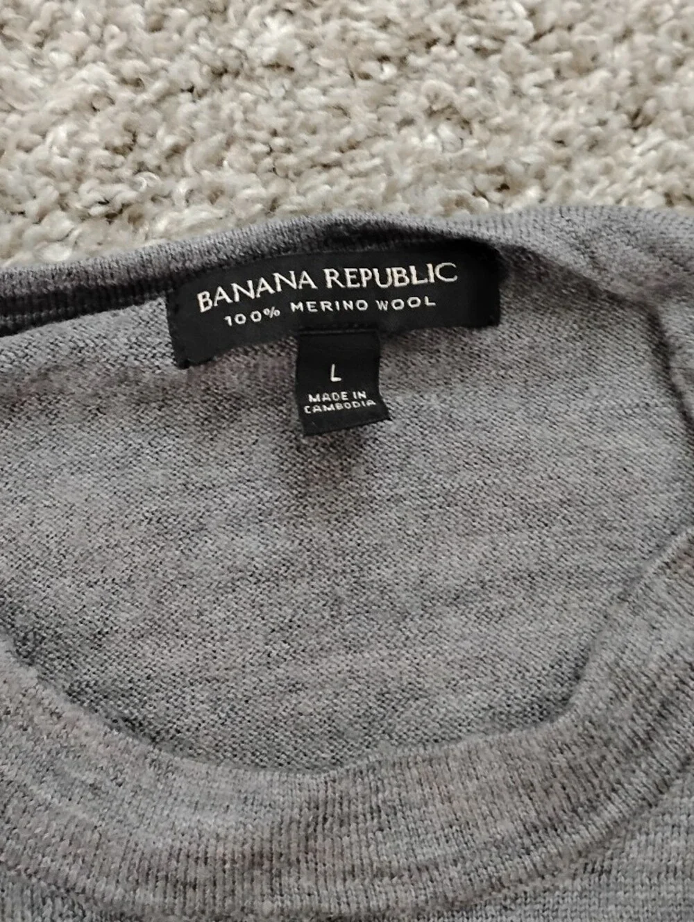 Banana Republic Men's Light Gray Wool Crewneck Sweater Sz L